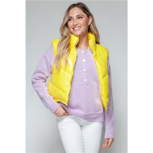 Snobbish Jackets & Blazers - Snobbish Zip Up Turtleneck‎ Shiny Quilted Vest